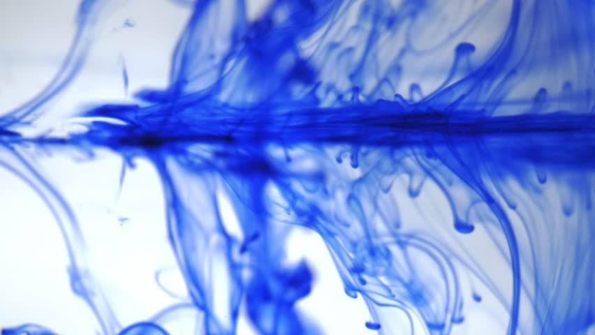 Blue smoke ink on a white background, spills of colored paint on a transparent liquid, drop of blue ink falling in water, drops of watercolor paint, shooting studio Royalty-Free Stock Footage #1098970765