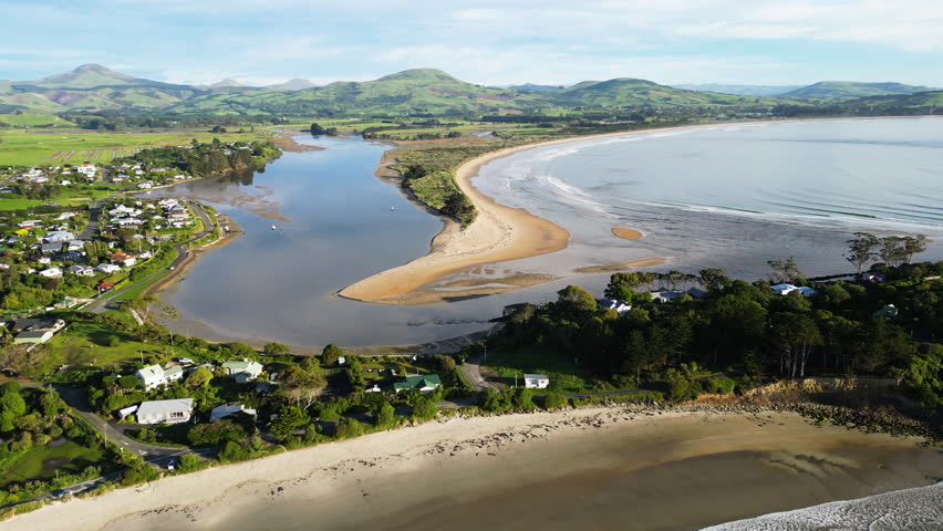 Waikouaiti River Estuary with the Pacific Ocean, Huriawa Historic Site, Karitane, New Zealand