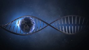 Earth planet rotating inside the dna molecule.The origin and evolution of life.Planetary change and ascension of humanity. Global concept of genetic and genome research. Abstract spacescape background - Powered by Shutterstock - Get 15% off with code: PIKWIZARD15