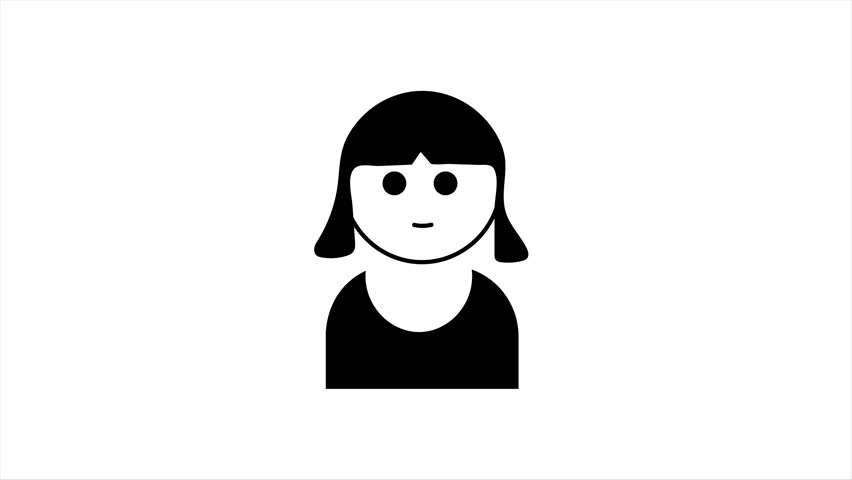 Decent girl happy moment profile icon.Short animation video.