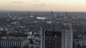 Establishing Aerial View Shot of London UK, United Kingdom, wide city view