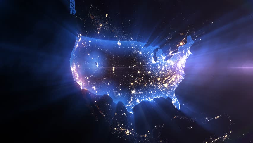 Earth from Space Night Realistic Blue Shining Country United States of America | Shutterstock HD Video #1098998157