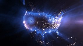 Earth from Space Night Realistic Blue Shining Country United States of America - Powered by Shutterstock - Get 15% off with code: PIKWIZARD15