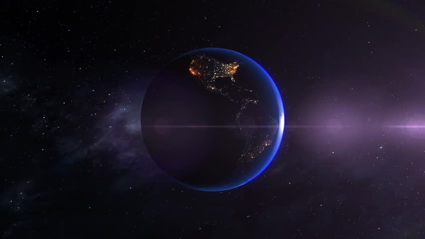 Earth from Space Night Realistic Blue Shining Country South Korea | Shutterstock HD Video #1098998177