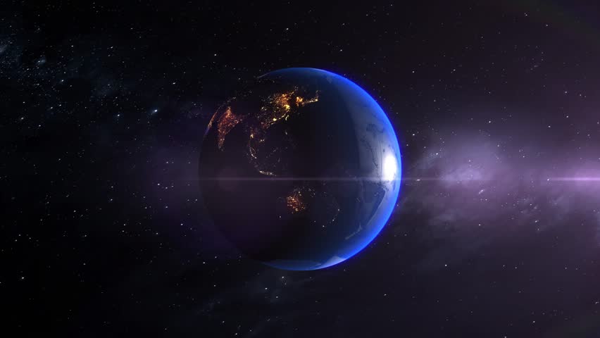 Earth from Space Night Realistic Blue Shining Country Saudi Arabia | Shutterstock HD Video #1098998181