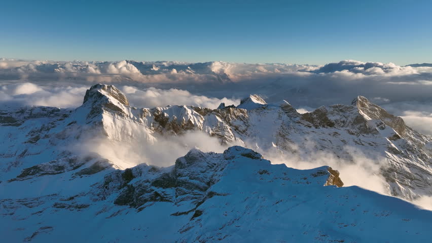 Aerial View of the Mountain Seantis in the Swiss Alps, Switzerland. Santis | Shutterstock HD Video #1098998555