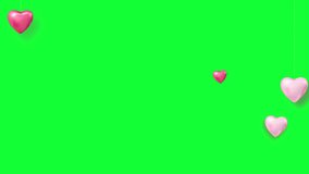 Heart frame animation on a green background. Heart animation with key color. Women's day, Valentine's Day, and Wedding day heart animation. Key color, Chroma key.