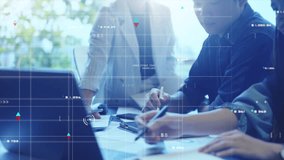 3D animation business finance data analytics, group of people brainstorm discussing meeting, company information data, earning graph chart company valuation calculation. - Powered by Shutterstock - Get 15% off with code: PIKWIZARD15