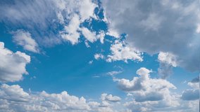 Air plane window view time lapse clouds and blue sunny sky, Loop of white clouds over blue sky with sun Rays, Aerial view, drone shooting clouds motion time, nature blue sky a white cleat weather