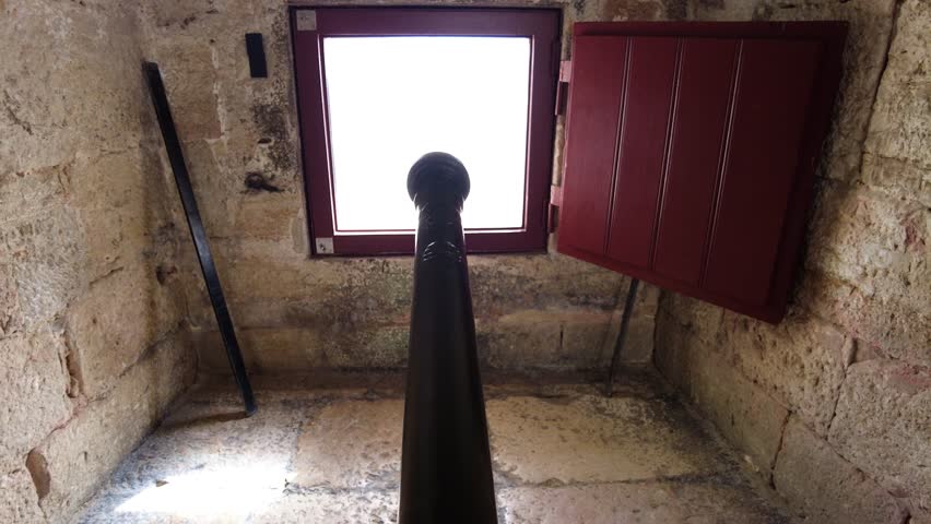 Old Cannon Inside Belem Tower In Lisbon, Portugal - pullback
