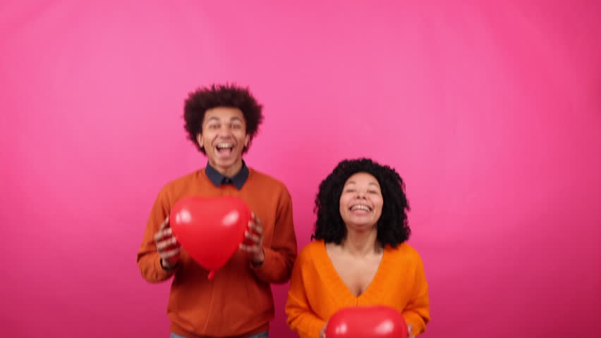 Close-up view of attractive, lovely couple celebrating Valentine
