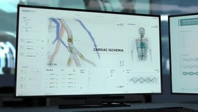 Scan Of Patients Body Discovers Dangerous Cardiac Ischemia Heart Organ Disease. Modern Body X-Ray Scan System Used To Analyze Patients Heart. Patients Body Scanned By Futuristic Medical Software - Powered by Shutterstock - Get 15% off with code: PIKWIZARD15