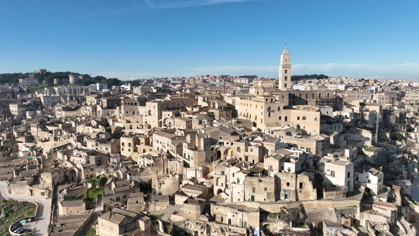 Flyover Matera, Basilicata, Italy - 4K