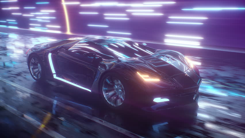 Supercar racing through glowing tunnel seamless loop. Futuristic sports car high speed drive with glowing neon background. 3D animation of technology, motion and future of transport concept. 4k 60 fps | Shutterstock HD Video #1099042545