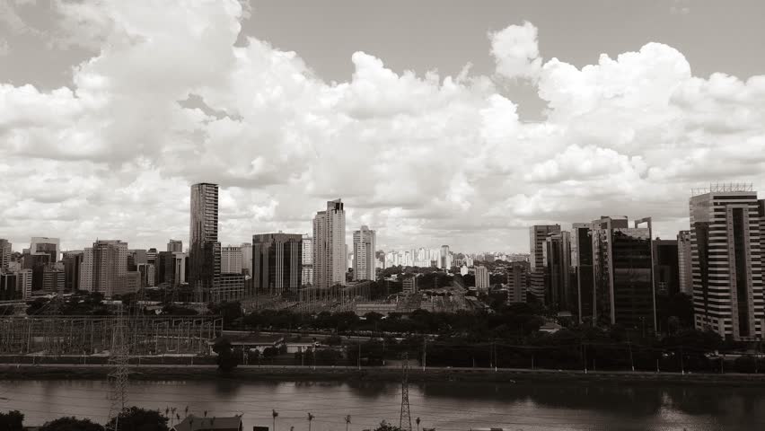 São Paulo, Brazil Skyline. Power Station and Pinheiros river view.
