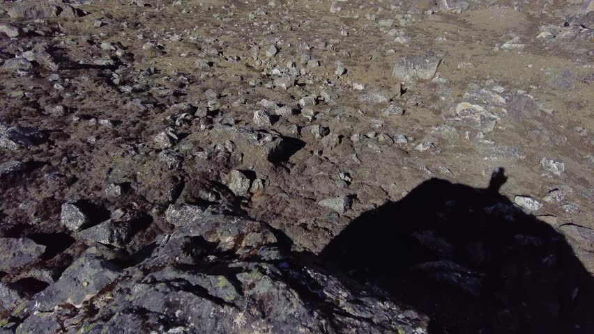 Gokyo, Nepal: Panoramic view of the Gokyo 6th lake, frozen in winter, and the Cho Oyu base camp, in the Himalayas in the Khumbu Everest region in Nepal. 
