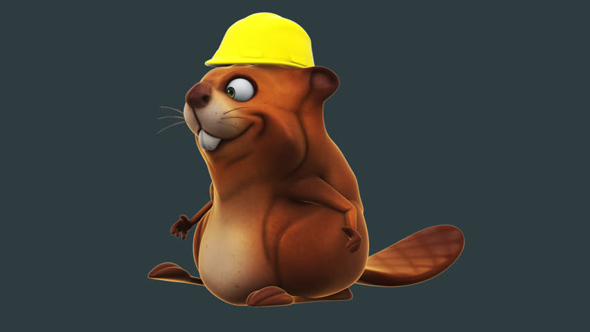 Fun 3D cartoon beaver talking (with alpha channel included)