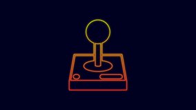 Glowing neon line Joystick for arcade machine icon isolated on blue background. Joystick gamepad. 4K Video motion graphic animation. - Powered by Shutterstock - Get 15% off with code: PIKWIZARD15