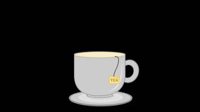 animation of tea cup with moving steam, on a transparent background with alpha channel at zero - Powered by Shutterstock - Get 15% off with code: PIKWIZARD15