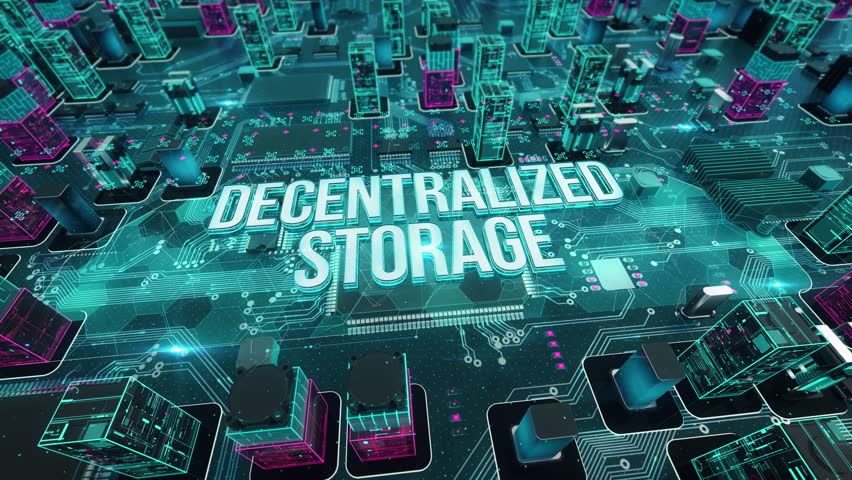 Decentralized Storage with digital technology hitech concept | Shutterstock HD Video #1099061451