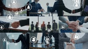 Collage of various business scenes and communication network concept. Multi screen. Scaling transition. - Powered by Shutterstock - Get 15% off with code: PIKWIZARD15