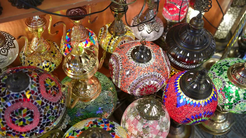 Turkish Mosaic Lamps Video, Grand Bazaar (Kapalicarsi) Fatih, Istanbul Turkey | Shutterstock HD Video #1099063755