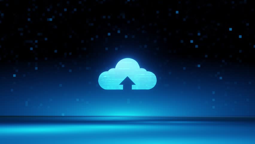 cloud computing icon with flowing data, data line stream to cloud icon animation, 4k resolution. Royalty-Free Stock Footage #1099067273