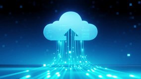 cloud computing icon with flowing data, data line stream to cloud icon animation, 4k resolution. - Powered by Shutterstock - Get 15% off with code: PIKWIZARD15
