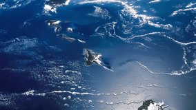 Aerial view of Hawaii Island Archipelago. Hawaii as seen from the space. Elements of this video furnished by NASA.