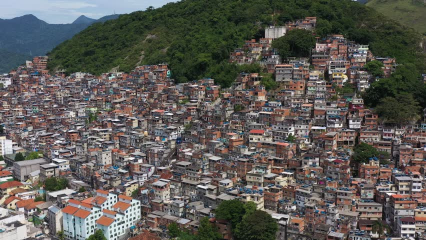 Cantagalo-Pavao-Pavaozinho Favelas. Rio de Janeiro, Brazil. Aerial View. Orbiting Royalty-Free Stock Footage #1099076209