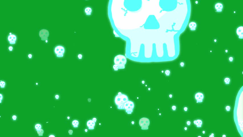 Glowing cartoon skull floating in the air. | Shutterstock HD Video #1099079243