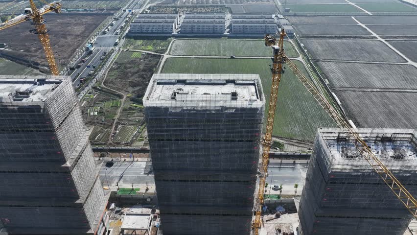 Aerial view of construction site | Shutterstock HD Video #1099080105