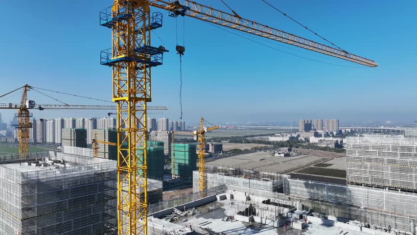Aerial view of construction site | Shutterstock HD Video #1099080155