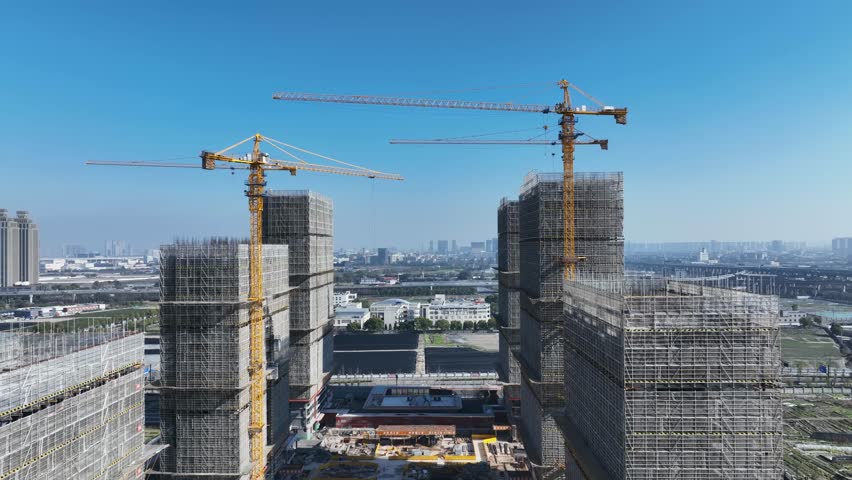 Aerial view of construction site | Shutterstock HD Video #1099080163