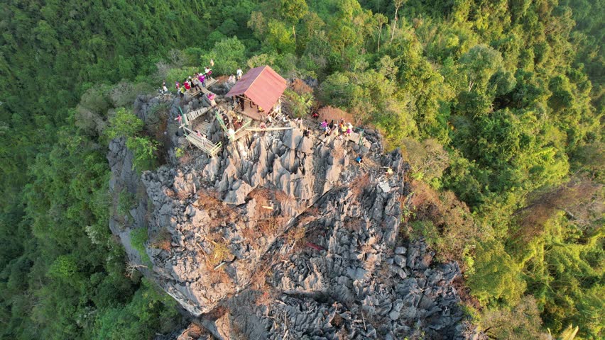 View from drone of Nam Xay Viewpoint at lao