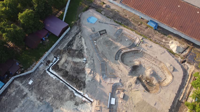 Construction Site and Construction Equipment Aerial