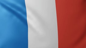 French flag. The flag of France is waving in the wind. Animation video.