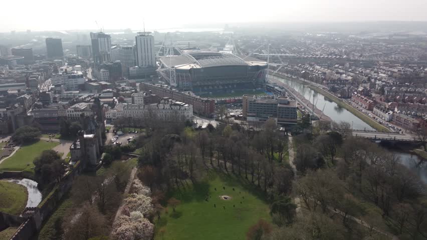 Cardiff City Centre Panorama Areal