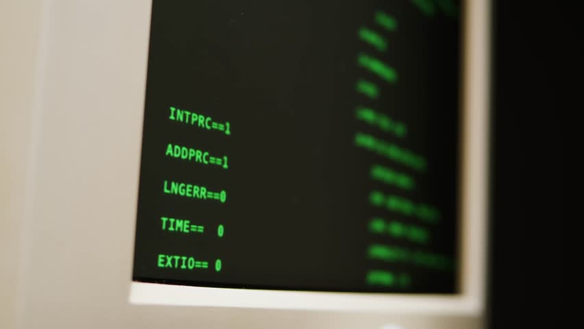 Retro pc with loading code console, programmer making scripts, green basic screen, Old computer studio close-up, Desktop vintage retro wave display, late 90s PC.
