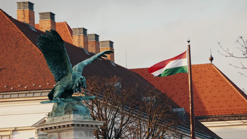 BUDAPEST, HUNGARY, 5 JANUARY 2023. Bronze statue in the center of Pest. Old statues of famous Hungarian people in city center. 