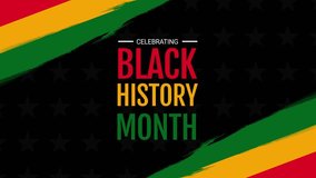 Celebrating Black History Month video animation, American African Black History Month, Celebrate Black history month on black background animation