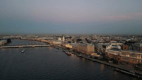 Amazing sunset view over the river in a European city. Drone view - Powered by Shutterstock - Get 15% off with code: PIKWIZARD15