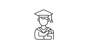 Animated male student linear icon. University graduate. Higher education. Age group. Seamless loop HD video with alpha channel on transparent background. Outline motion graphic animation - Powered by Shutterstock - Get 15% off with code: PIKWIZARD15