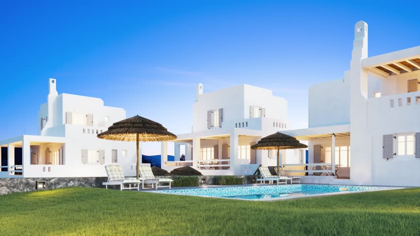 Modern oriental estate. Arabian privat house. 3d visualization | Shutterstock HD Video #1099108341