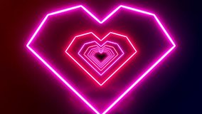 Neon Heart Valentines day Beautiful Abstract Hearts Tunnel with Light Lines Moving Fast. Different Colors Rainbow. Flying Through the Neon Background Futuristic Tunnel. Looped 3d Animation. heart vale - Powered by Shutterstock - Get 15% off with code: PIKWIZARD15