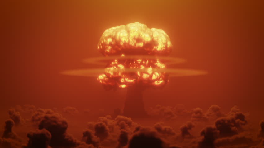 Nuclear explosion above the clouds. 3D Illustration