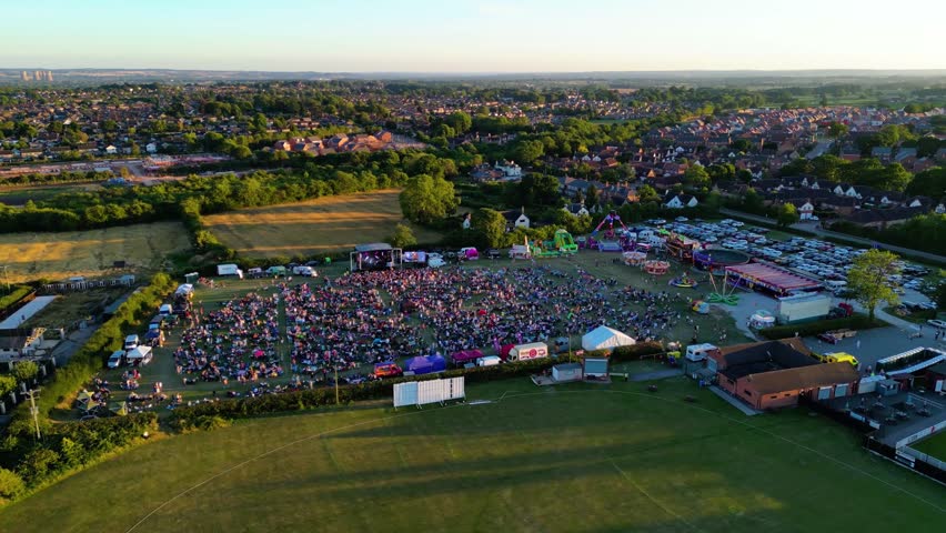 An aerial view of a live music festival