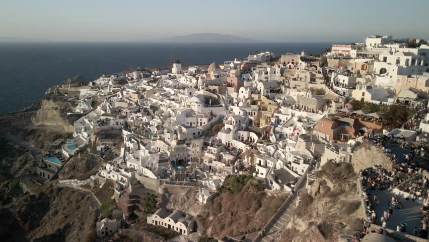 Aerial view of Oia village in Santorini