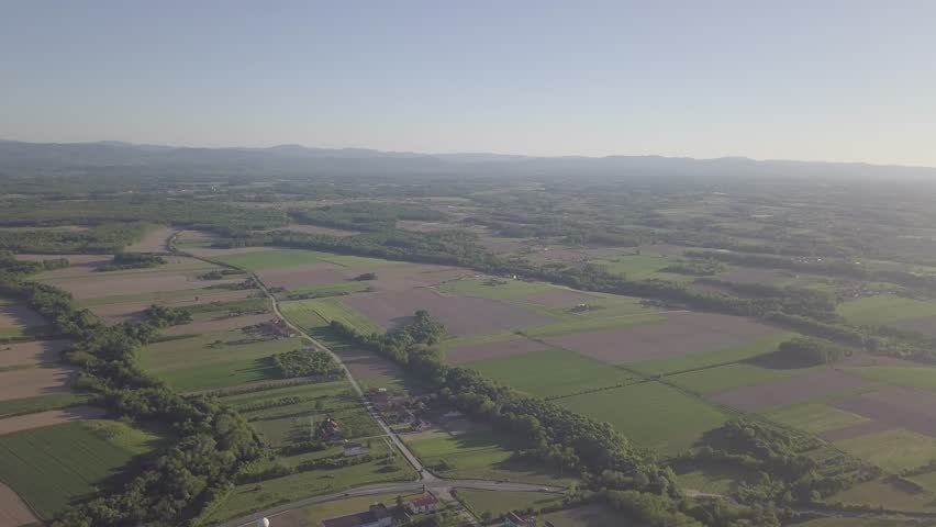A drone view of colorful fields