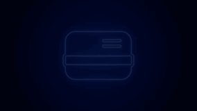 Glowing neon line Credit card icon isolated on black background. Online payment. Cash withdrawal. Financial operations. Shopping sign. 4K Video motion graphic animation.